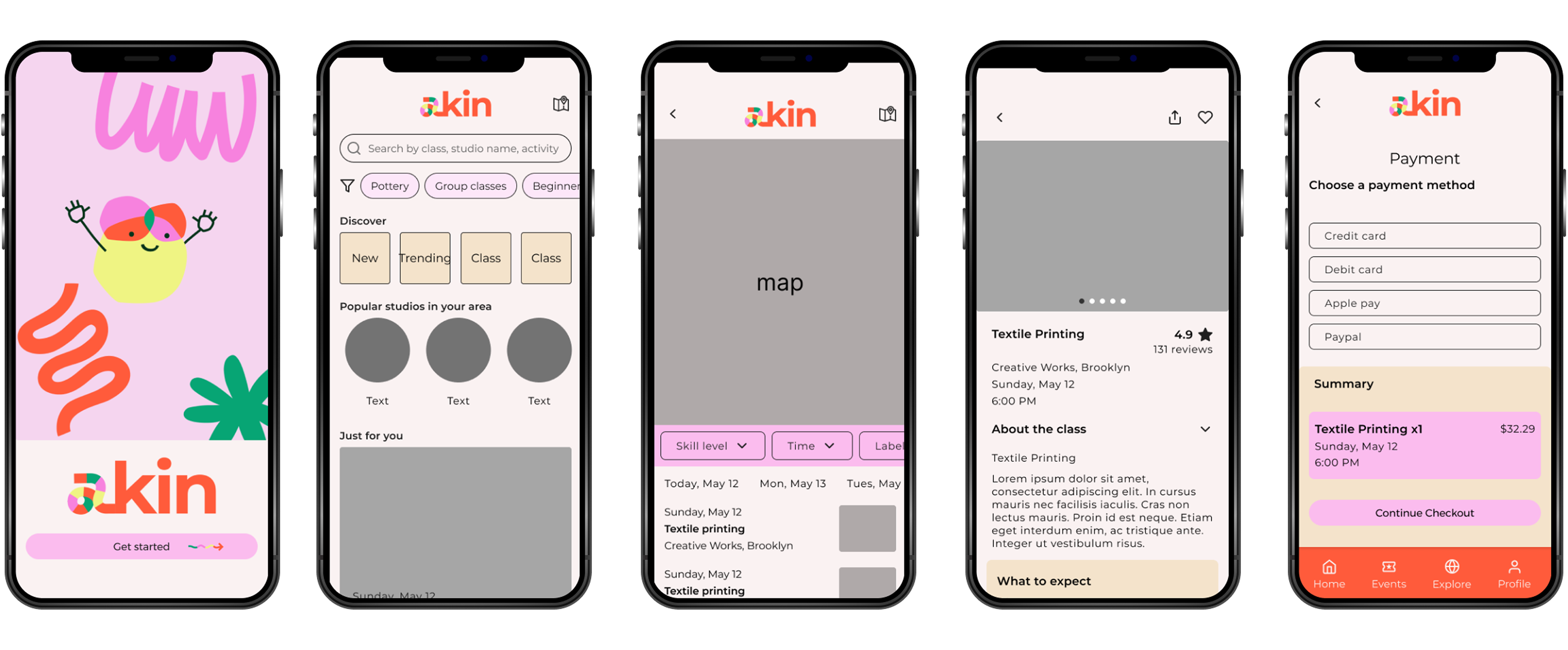 Akin high-fidelity wireframes