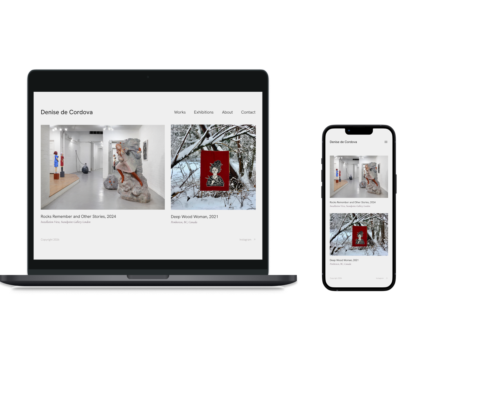 Denise de Cordova website on mobile