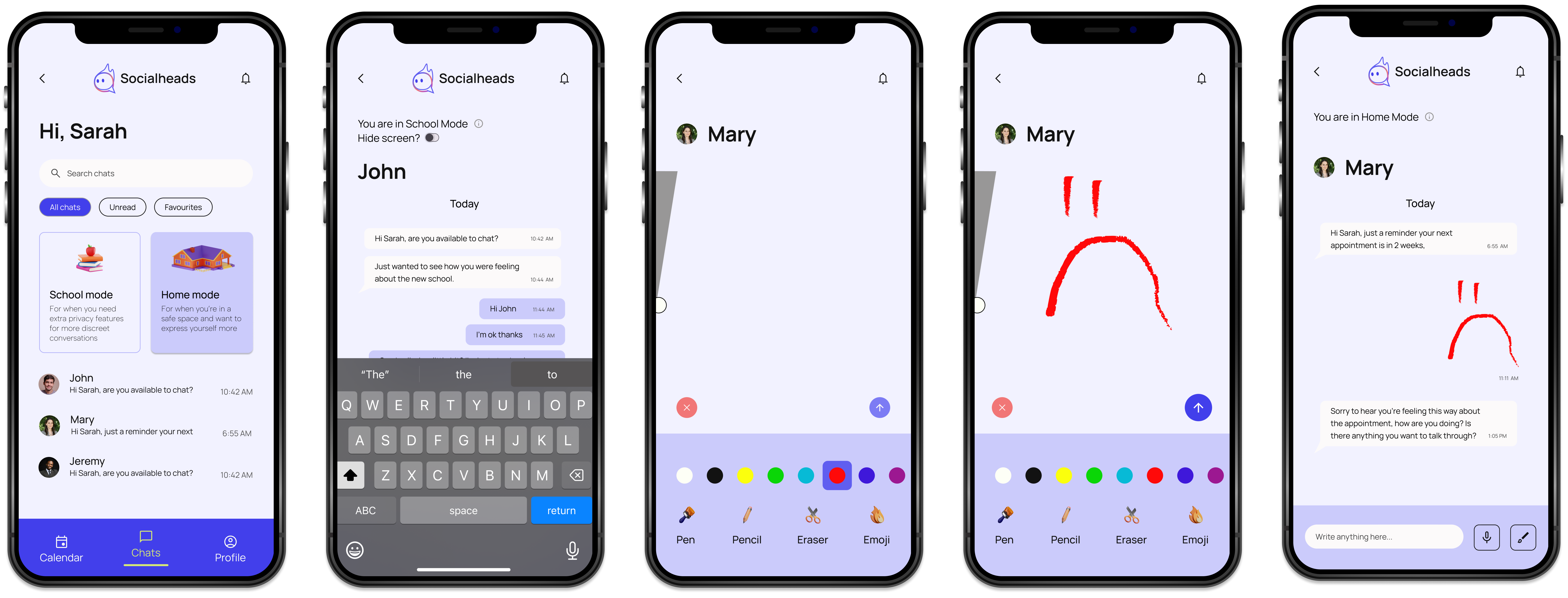 Socialheads prototype screens